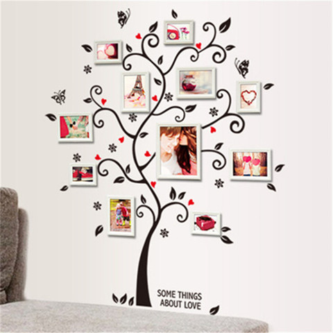 Marco de foto familiar DIY, pegatina de pared de árbol, decoración para el hogar, sala de estar, dormitorio, pegatinas de pared, póster, decoración del hogar, papel tapiz ► Foto 1/3