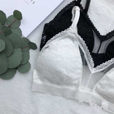 SP y ciudad Ins estilo transparente de encaje Sexy Bra alambre libre bordado Floral de las mujeres sujetadores de moda sujetador de realce sin costuras en el pecho ► Foto 1/6