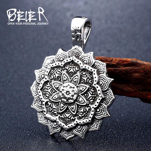 Beier 316L Acero inoxidable Tibet collar espiritual Tibet colgante con diseño de mandala geometría amuleto joyería religiosa LP310 ► Foto 1/6
