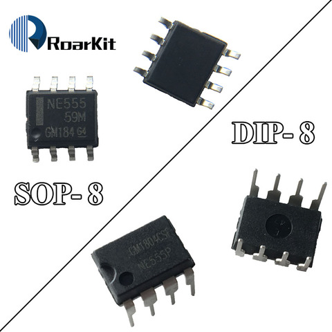 10 unids/lote nueva NE555 NE555P NE555N 555 temporizadores DIP-8 8 Pin conectores DIP/SOP-8 SMD NE555DR IC ► Foto 1/6