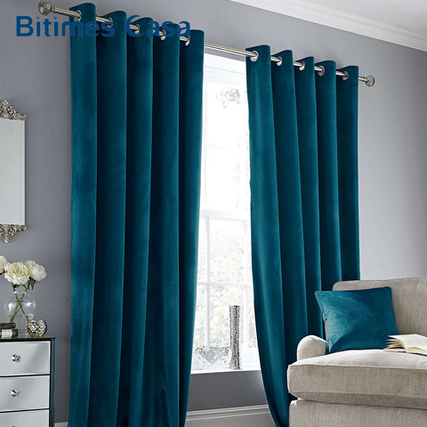 Nuevo Color de lujo terciopelo Blackout ventanas cortina cortinas Panel para sala de estar dormitorio Interior decoración del hogar alto sombreado ► Foto 1/6