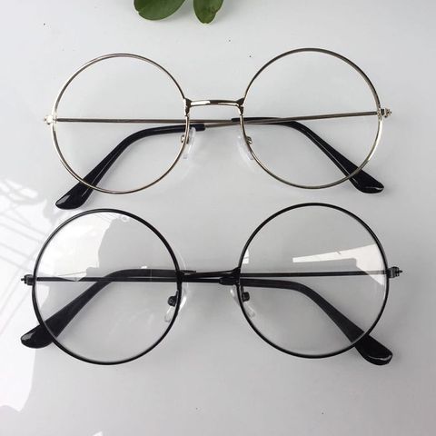 Las mujeres/hombres Retro grande gafas redondas transparentes marco de Metal para anteojos gafas accesorios gafas de 3 colores ► Foto 1/6