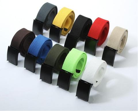 Cinturón para cintura Unisex, cinta lisa de lona, informal, 18 colores ► Foto 1/6