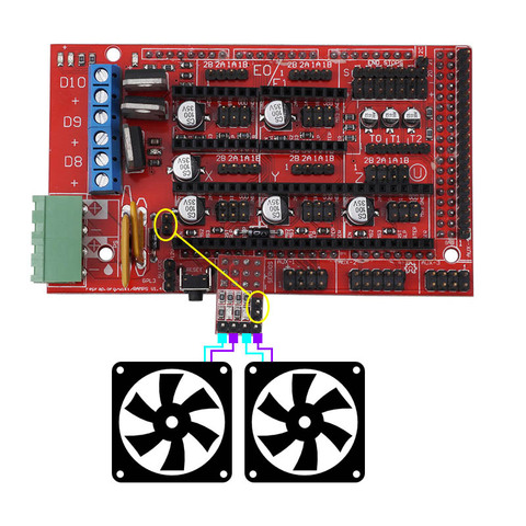 Pieza de impresora 3D, extensor de ventilador RRD, módulo de expansión para impresora 3D, Max 20V, RAMPS 1,4 ► Foto 1/6