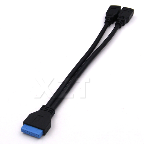 Alta calidad Dual USB 3,0 puertos hembra a placa base 20 Pin caja conector pin Cable adaptador USB 3,0 Cable conector ► Foto 1/4