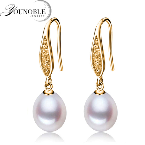 Pendientes de perlas naturales de agua dulce para mujer, color blanco, plata 925, gota de agua, regalo de fiesta ► Foto 1/6