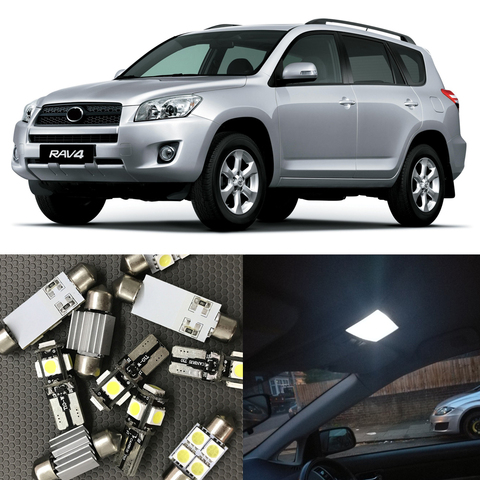 Kit de luces de xenón blancas para Interior del vehículo, 10 Uds., para Toyota RAV4, 2006-2012, luz para matrícula de coche, 12V ► Foto 1/6