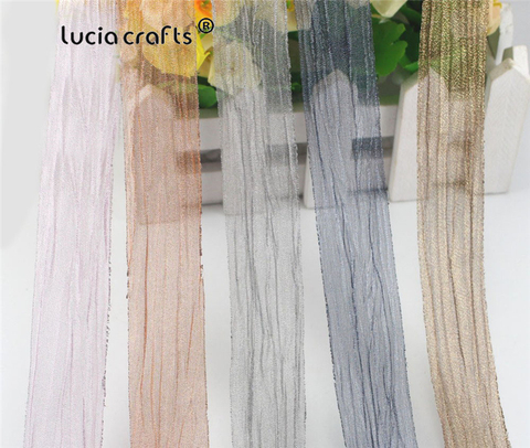 Lucia Crafts-Cinta de Organza hecha a mano para el pelo, 25mm, accesorios de costura, 2 yardas/5 yardas, P0108 ► Foto 1/6