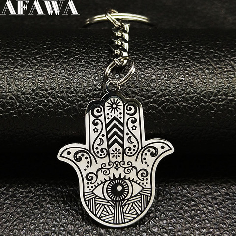 Llaveros de mano de acero inoxidable para hombre, Blck Hamsa, para coche, joyería, regalo de Halloween, 2022, K77453B ► Foto 1/6