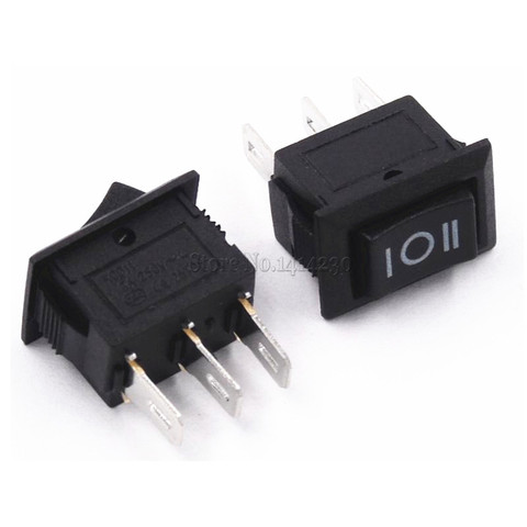 10 piezas 3 Pin 3A 250 V 10*15mm negro botón interruptor basculante en la AC 10X15 Mini interruptores de potencia basculantes ► Foto 1/6