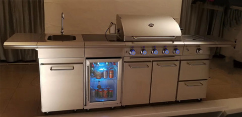 Super luxury-Parrilla de barbacoa de gas para exteriores, parrilla de barbacoa de acero inoxidable 304 (no oxidado) con refrigerador, brocheta y MOTOR, envío gratis ► Foto 1/1