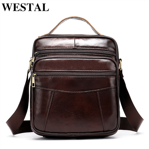 WESTAL bolso de hombro para hombre, bolso de cuero para hombre, bolsos de mensajero con solapa y cremallera de diseñador, bolsos de bandolera sólidos para hombre la nave de la gota ► Foto 1/6