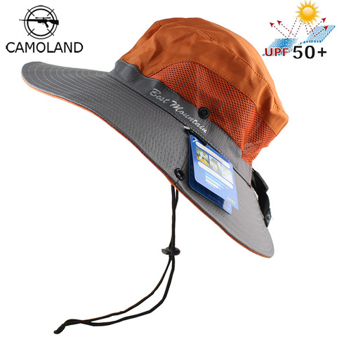 Impermeable UPF 50 + sol sombrero verano hombres mujeres pesca Boonie sombrero Sun UV protección borde ancho grande bob de senderismo al aire libre ► Foto 1/6