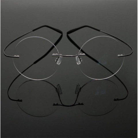 Steve Jobs, estilo estrella, Memoria ultraligera, titanio, sin montura, gafas de miopía redondas, ópticas para hombres y mujeres montura de gafas, gafas A1 ► Foto 1/6