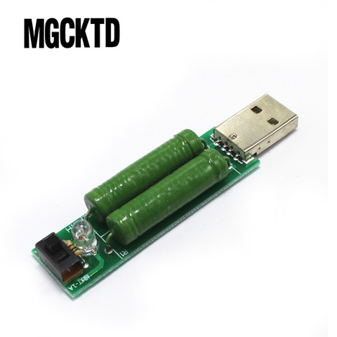 Mini resistencia de carga de descarga USB, 2A/1A con interruptor 1A, led verde, 2A, led rojo ► Foto 1/3