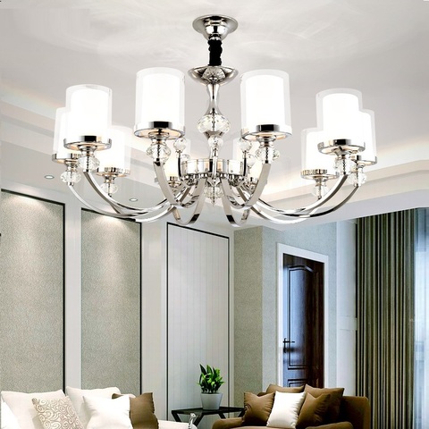 Lámpara de araña de cristal moderna para sala de estar, iluminación LED de metal cromado, colgante, accesorios de techo ► Foto 1/6
