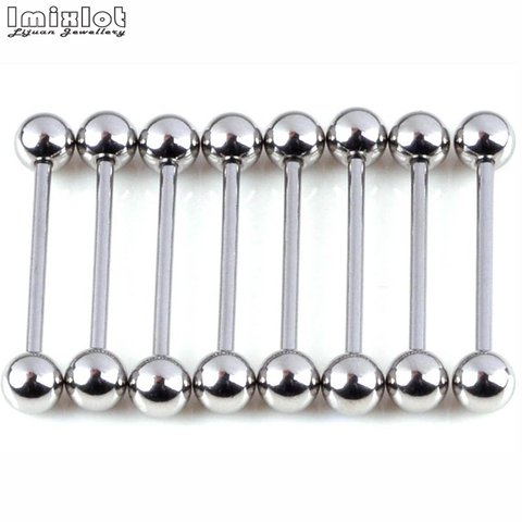 Bolas dobles quirúrgicas de 30 Uds., barra recta de acero, Labret de oreja, Piercing de lengua de labio, barra Tragus para ceja, anillo para pezón ► Foto 1/6