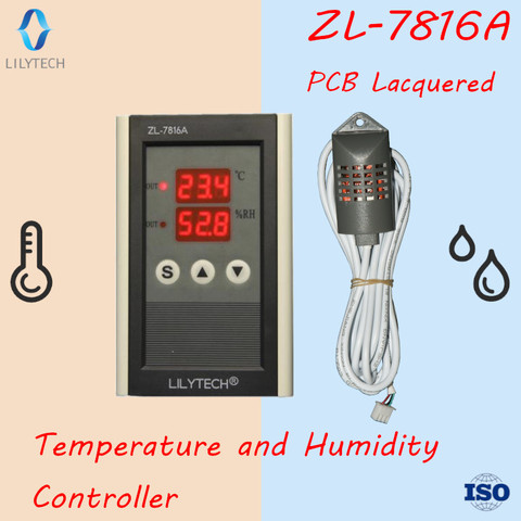 ZL-7816A,12V, controlador de temperatura y humedad, termostato e Hygrostat, Lilytech ► Foto 1/5