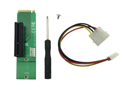 Adaptador PCI-E 4X hembra a NGFF M.2 M macho, llave, Cable de alimentación de 4 pines, convertidor de tarjeta elevadora para minería BTC, envío directo ► Foto 1/6