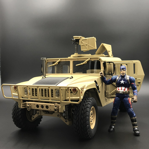 U. S.4x4militar-coche M1025 Humvee 1/10 rc, chasis de Metal, todoterreno, HG-P408, luz mejorada, función de sonido ► Foto 1/6