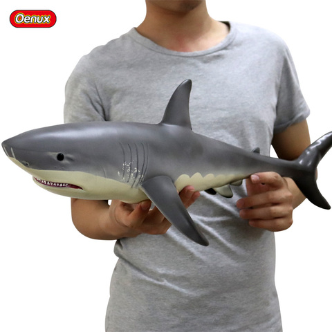 Oenux-figuras de acción de gran mar y tiburón blanco, modelo de animales del océano tiburón grande, 55x24x17cm ► Foto 1/6