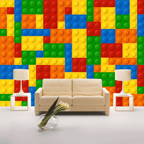 Papel tapiz de pared de tamaño personalizado para sala de estar, murales de pared 3D de tamaño personalizado para sala de estar, ladrillos de Lego, tienda de juguetes para niños, Mural no tejido, decoración de papel tapiz ► Foto 1/6