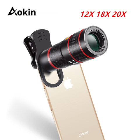 Aokin-lente Universal para teléfono móvil, lente telescópica para teléfono móvil, con Clip 18X 20X, para iPhone y Xiaomi ► Foto 1/6