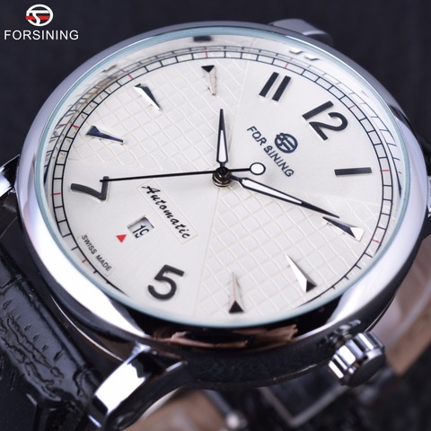 Forsining-Reloj de pulsera para hombre, de negocios, clásico, diseño Simple, con esfera blanca, automático, marca superior de lujo ► Foto 1/6