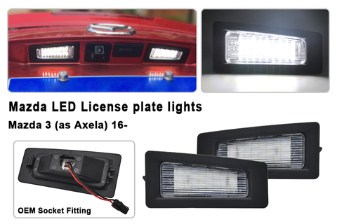 Luz LED de matrícula para Mazda 3 (Axela) 2014-2022, para Mazda CX-3 2016 2017 2022, funciona con LED blanco de 18-SMD ► Foto 1/6