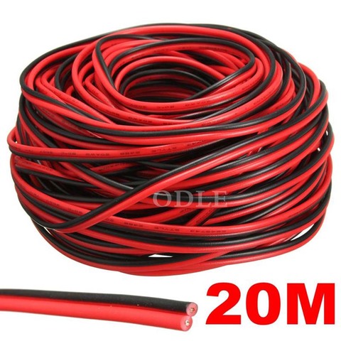20 metros de Cable eléctrico de cobre estañado 2 Pin AWG 22 aislado de PVC extensión Cable para tira LED Cable negro rojo eléctrico extender Cable ► Foto 1/6