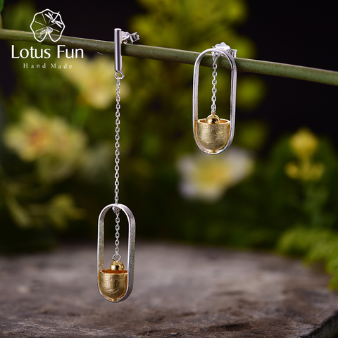 Lotus Fun-Pendientes colgantes con diseño creativo de martillo para mujer, plata de ley 925 auténtica, joyería fina hecha a mano, aretes ► Foto 1/6