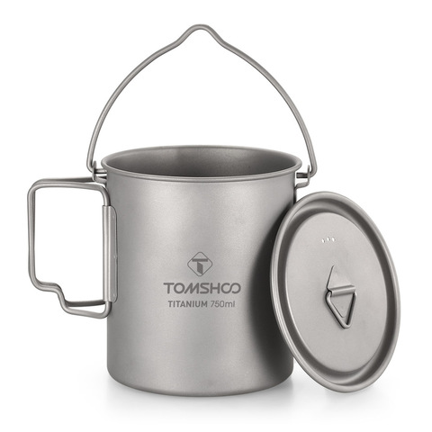 TOMSHOO-taza de titanio ultraligera de 750ml, taza de titanio para café, té, acampada, vajilla para exteriores, agua para Picnic, equipo de Camping ► Foto 1/6