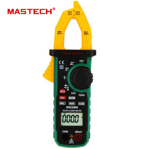 Mastech-Medidor de corriente con pinza MS2109A, equipado con rango automático digital, multímetro HZ, probador de temperatura y detector NCV ► Foto 1/6