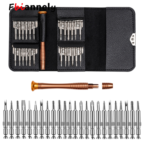 Funda de cuero 25 en 1 Juego de destornillador Torx, Kit de herramientas de reparación de teléfonos móviles, herramientas manuales multiherramienta para Iphone Watch Tablet PC 2022 nuevo ► Foto 1/6