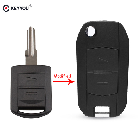 KEYYOU llave de auto modificada para Opel Corsa C Combo Tigra Meriva Agila 2 botón caso remoto Fob cuchilla izquierda ► Foto 1/6