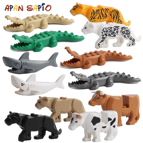 Animales de bloques de construcción para niños, modelo de leopardo de cocodrilo, figuras de juegos educativos, juguetes de ladrillo ► Foto 1/6