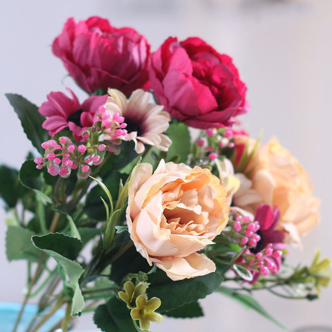 30 cm de alta calidad de flores de peonía seda Artificial ramo Babybreaths accesorios DIY pequeña falso Daisy flores decoración de boda ► Foto 1/6