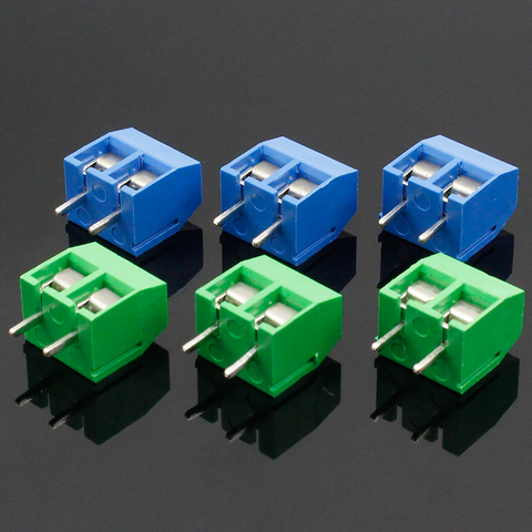 20 unids/lote KF301-2P tornillo KF301 de 2 pines, 5,0mm, tornillo recto PCB, Conector de bloque de terminales, azul y verde ► Foto 1/5