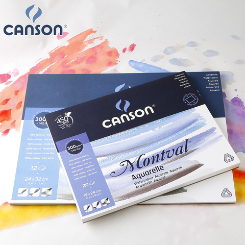 Canson-Papel de acuarelas para pintar a mano, suministros de arte, 185g/m2, 10,5x15,5 cm, 12 hojas ► Foto 1/4