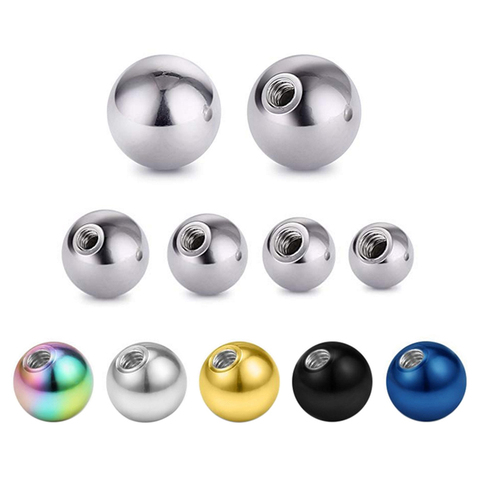 Pelotas de reemplazo de acero inoxidable, 100 piezas, varios colores, joyería corporal, Piercing, piezas de mancuerna, 16G, 14G, bola superior, accesorio de cuentas ► Foto 1/4