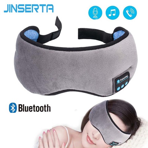 JINSERTA auriculares estéreo inalámbricos Bluetooth, máscara para dormir 5,0, auriculares suaves para dormir con Bluetooth, soporte de manos libres para mascarilla para dormir ► Foto 1/6