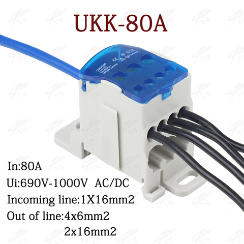 UKK80A-caja de distribución de Riel Din, Conector de cable eléctrico Universal, caja de conexión de alimentación ► Foto 1/6