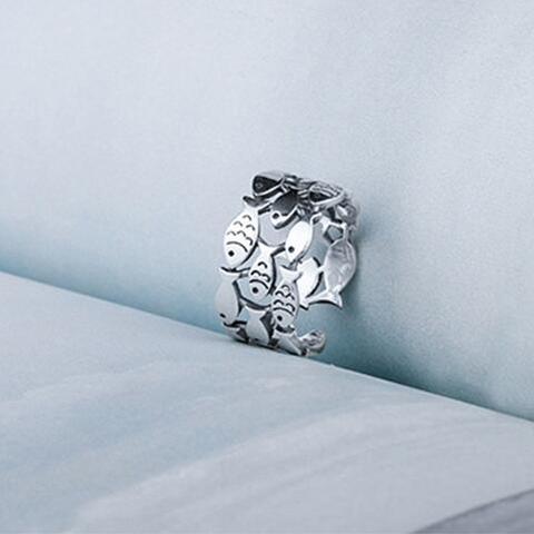 Anillos de pescado de plata esterlina 925 reales para mujeres anillo de boda ajustable de moda Sterling-Silver-jewelry Girls regalo ► Foto 1/3