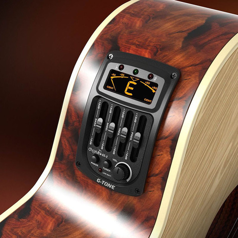 Querubín GS-3 Ecualizador para guitarra acústica preamplificador sistema 4 banda Qualizer construido en Afinador Cromático inversión de fase pantalla LCD recogida de guitarra ► Foto 1/2
