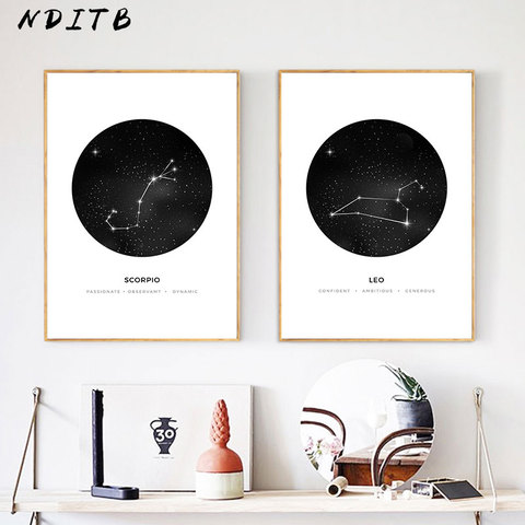 Constellation Nursery pared arte lienzo póster impresiones astrología signo minimalista pintura geométrica nórdico niños decoración cuadros ► Foto 1/6