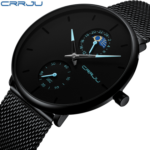 CRRJU-Relojes para Hombre y mujer, de cuarzo, de negocios, de acero, deportivo, resistente al agua, novedad de 2022 ► Foto 1/1