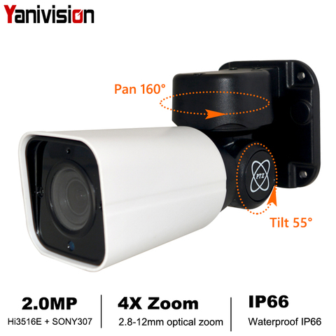 Yanivision-cámara IP tipo bala Full HD con Zoom óptico 4X para exteriores, minicámara PTZ impermeable con visión nocturna, H.265, 1080P, IP66 ► Foto 1/6