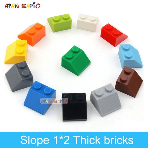 DIY bloques de construcción de ladrillos pendiente 1x2 18 piezas lote 12 Color educativos creativos Compatible con Legoe los Duplos juguetes para los niños ► Foto 1/6