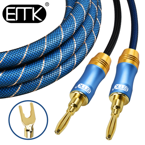 Cable de altavoz trenzado EMK con 4mm, conectores, Pin de Cable Musical chapado en oro, conectores enchufe Banana ► Foto 1/6