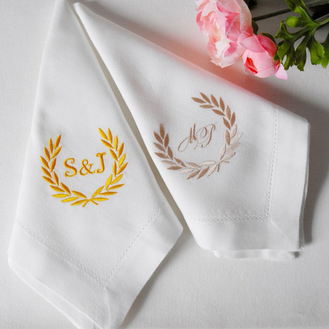 Servilletas personalizadas, servilletas de tela bordadas, regalo de boda, con monograma ► Foto 1/6
